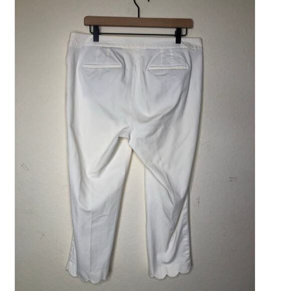 Talbots Chatham Crop Pants White Scalloped Hem Size 12 Classic Summer - Picture 4 of 13